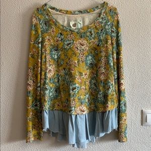 Anthropologie Lilka flora long sleeves with denim